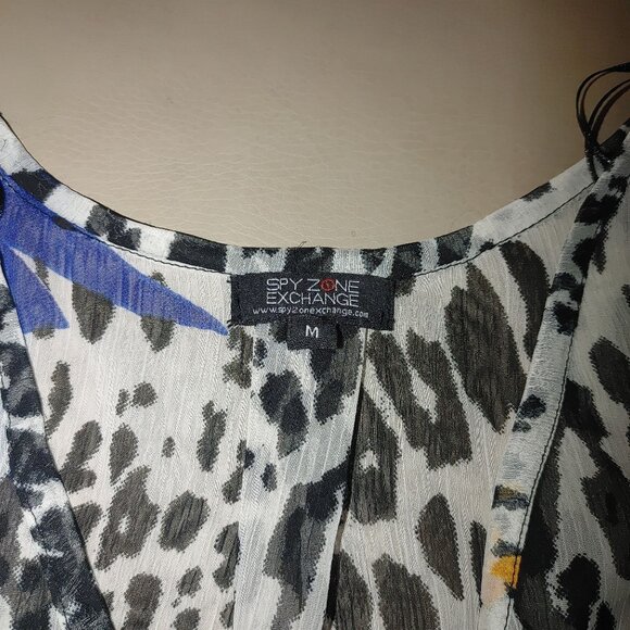 Sky Zone Exchange Dress Medium Bright Animal Print Diva Boho Floral Wrap India - Picture 4 of 11